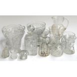 A mixed lot of cut and other glassware, to include a small pair of Edinburgh Crystal decanters,