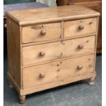 A small stripped pine Victorian chest of two short over two long drawers, 87x42x84cmH