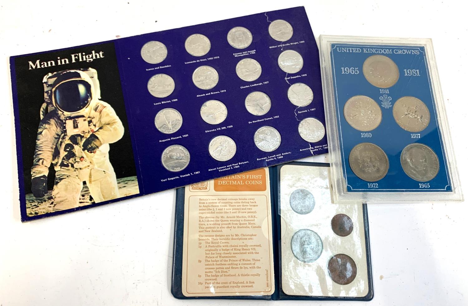 A UK crown set from 1965-1981 to include Charles and Diana commemorative coin, Churchill