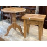 A very small oak occasional table, 43cmH; together with one other