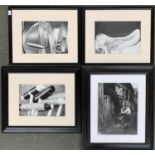 A lot of 4 black and white equestrian and polo related black and white prints, the smaller 17x25cm
