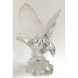 A French Val St. Lambert crystal figure of an eagle in flight, 20.5cmH, signed to base