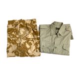 A Ray Ward Gunsmith, Knightsbridge long sleeved safari shirt, together with a camouflage linen