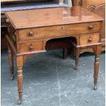 A 19th century mahogany kneehole desk, moulded top over a single long drawer, with divisions,