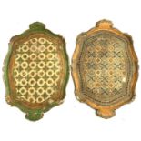 A pair of Italian painted gilt gesso trays, each 66x45cm