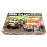 A Mini Rallycross scalextric set with minis, track, controllers etc