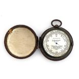 A brass pocket aneroid barometer, signed J H Steward,, 406 Strand, London, in fitted leather case,