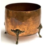 A copper and brass coal bucket