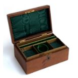 An early 20th century leather jewellery box with remove-able tray, 23cmW