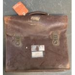 A vintage leather briefcase, 42cmW