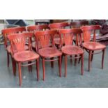 A near set of eight Thonet style bentwood cafe chairs
