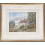 Early 20th century, watercolour of a cottage, monogrammed A E G, 22x30.5cm