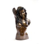 A cast metal nude bust and torso, 61cmH