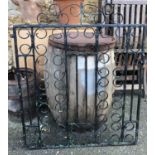 A black painted wrought iron garden gate, approx. 100cmH, 84cmW