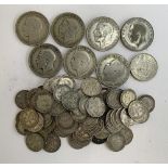 A quantity of pre 1947 silver coins (approx 180g)