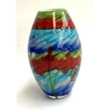 A heavy art glass vase with floral design, 28cmH