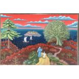 20th century, oil on canvas, 'Wonder Island', inscribed ageeb c.m 1994 to verso, 49x74cm