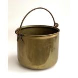 A large brass copper with loop handle, 38cmD