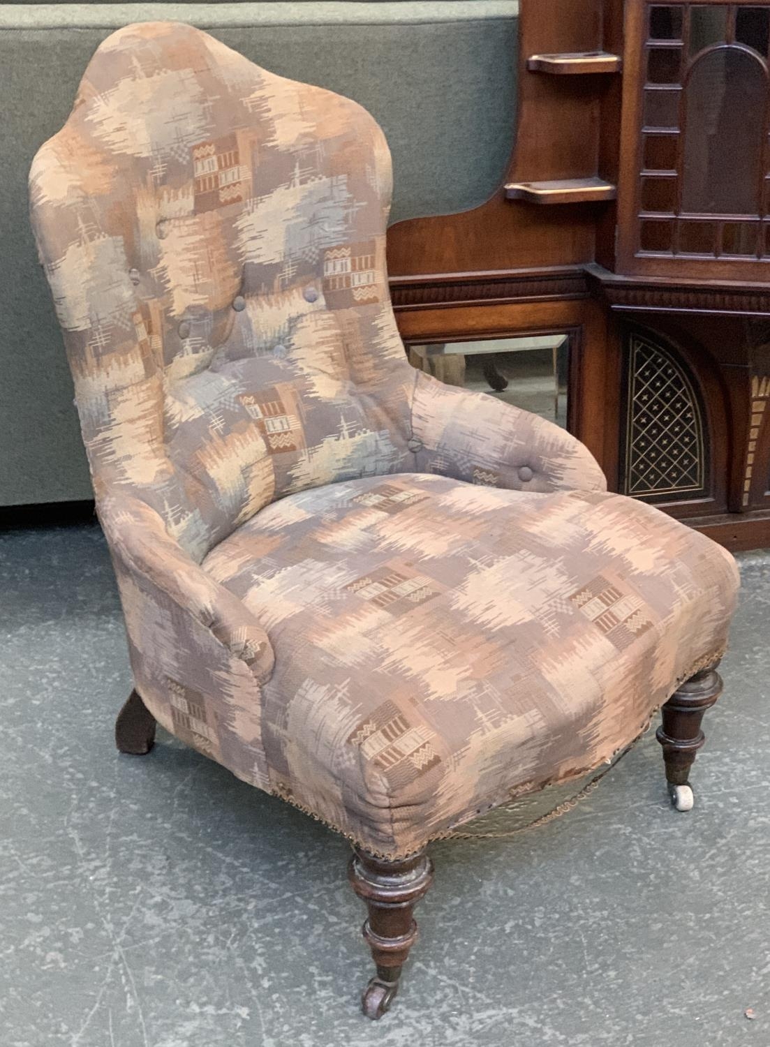 A small Victorian button back bedroom chair