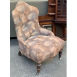 A small Victorian button back bedroom chair