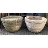 A pair of composite stone garden planters, 30cmH, 47cmD