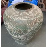 A very large studio pottery urn, 49cmH