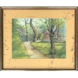 Jan Wasilewski, (Polish 1860 - 1916), watercolour, a woodland path, signed, 25.5x35cm