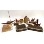 A mixed lot of mainly wooden items to include 2 Indian sadeli ware jewellery boxes, one with