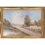 20th century, oil on canvas, Dutch landscape, signed Edinger, 50x75cm