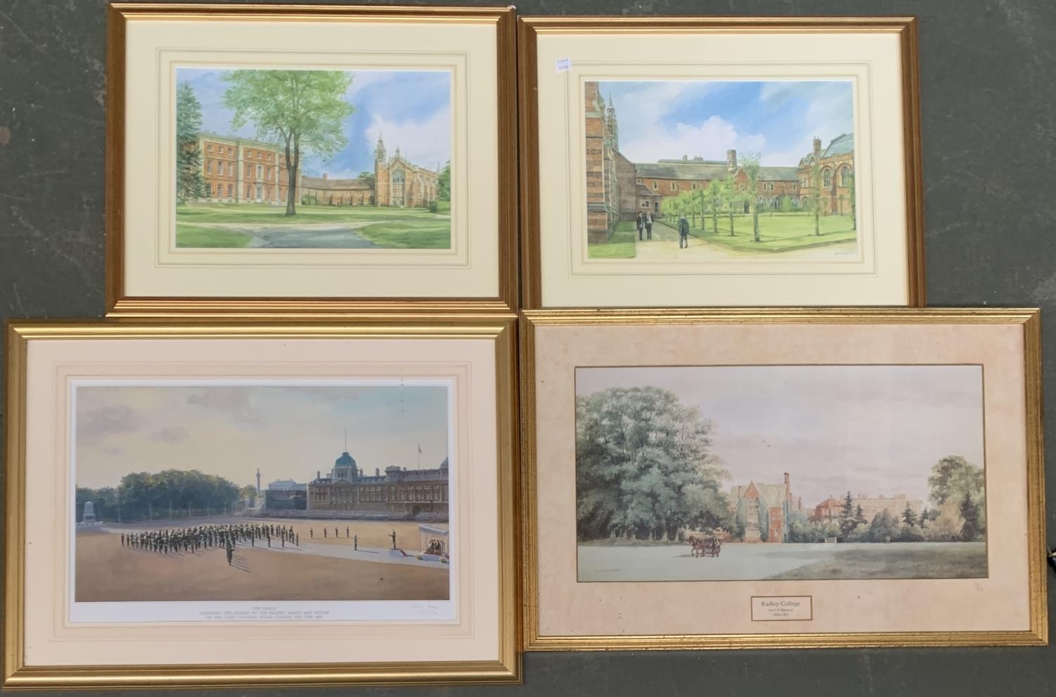 A print of Radley College by F. P. Barraud, 1824-1901, 29x55cm, together with two other prints of