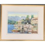 D S Dodds, watercolour, 'Tremezzo, Lake Como', 27x37cm