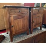 A pair of East Asian hardwood bedside cabinets, 45x40x60cm