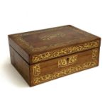 A 19th century rosewood brass inlaid box, 28cmW