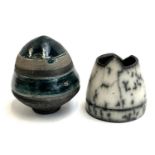 Two studio Pottery Raku pots, the tallest 16cmH