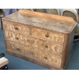 A Victorian satin birch chest, of two short over two long drawers, on plinth base, with upstand,