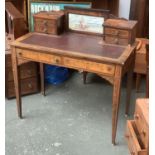 A rosewood writing desk (af), the top with two piers, each with two small drawers, central glazed