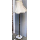 A gilt metal corinthian column table lamp, on marble base, 138cmH to fitting