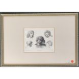S. dela Bella 'Avec Privilege du Roy', etching of five heads, 12x15cm