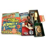 A mixed lot of children's toys and games to include Mr Space Head, Old Mother Hubbard, Tap-Tap,