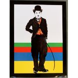 Jeffrey Morgan (b.1942) Charlie Chaplin - 1960s tin print for JRM Designs Ltd, 55 x 41cm