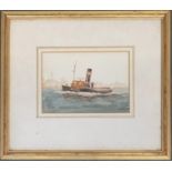 Maritime interest, early 20th century watercolour of a steam tug, 13.5x19.5cm