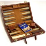 A leather backgammon set, with counters