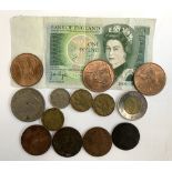 A small quantity of coins to include a William III 1701 half penny, early 19th century copper coins,