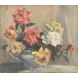Oil on canvas, still life of roses, 41x46cm
