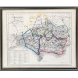 A 19th century map of the Dorsetshire hunts, J & C Walker, 35x45cm