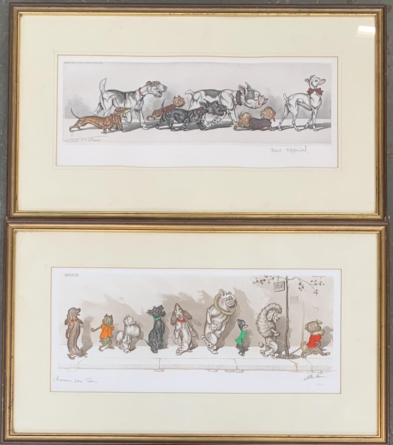 After Boris O'Klein, a pair of cartoons depicting dogs, one titled 'Sex Appeal', the other 'Chaun