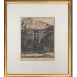 Cicely Griffiths (b.1894), Bridge at Vroncyssyltau, woodcut print, monogrammed CMG within the plate,