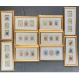 A quantity of Kensitas flower cigarette silks, mounted and framed (10)