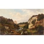 A Coleman, 19th century oil on canvas, 'Lions Head Rock, Dovedale', signed to verso, 31x51cm