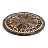 A Grand Tour style specimen marble pietra dura circular table top, 69.5cm diameter